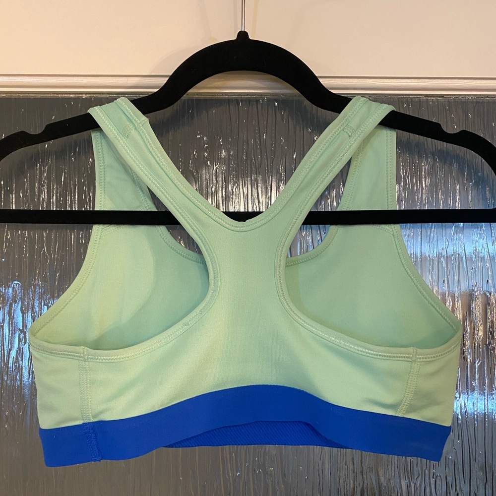 Nike Dri-Fit Sports Bra, Light Aqua Blue, Royal Blue Band, Size Small, EUC - Picture 4 of 5